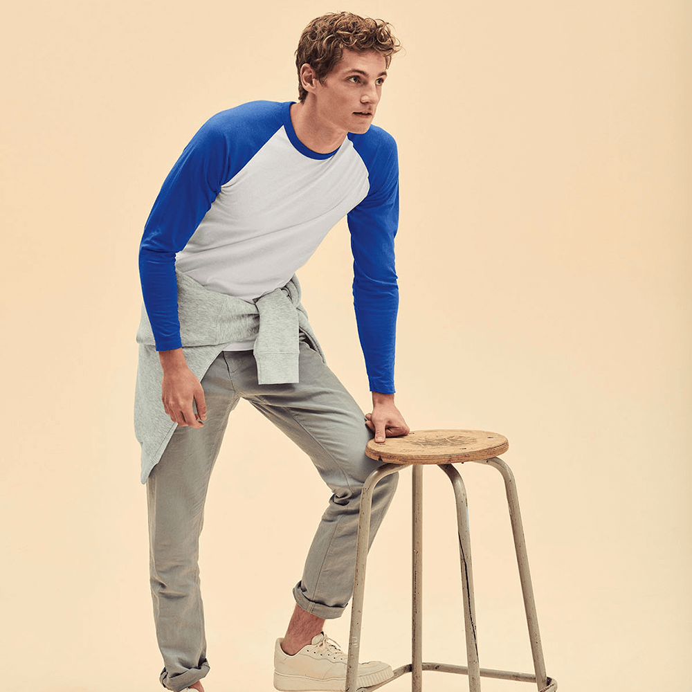 Fruit of The Loom Long Sleeve Baseball T - Image 4